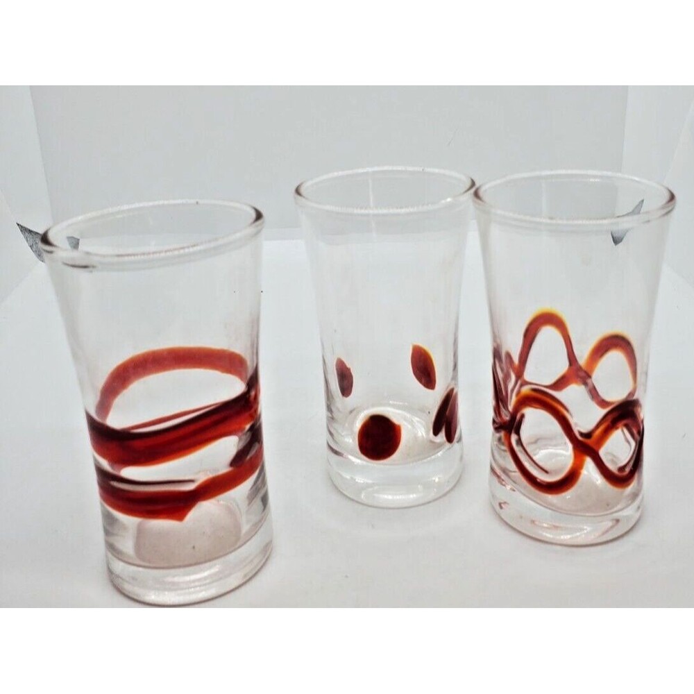 Pier One Imports Art Glass Shot Glasses Reds to Orange (3 in the set)